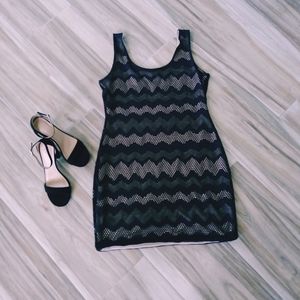 EUC Black and Nude Layered Geo Print Tanktop Dress